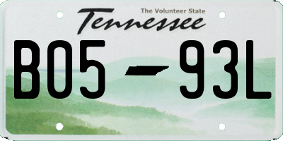 TN license plate B0593L