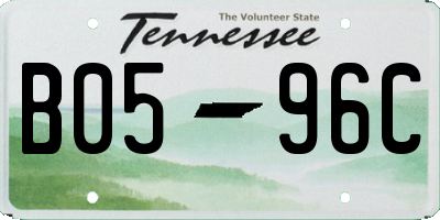 TN license plate B0596C
