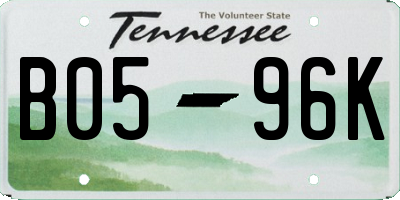 TN license plate B0596K