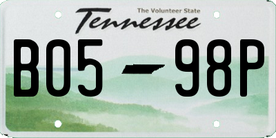 TN license plate B0598P