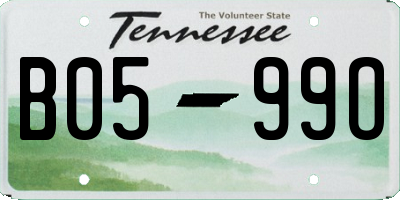 TN license plate B0599O
