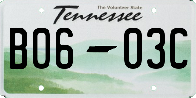 TN license plate B0603C