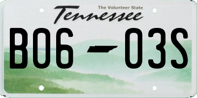 TN license plate B0603S