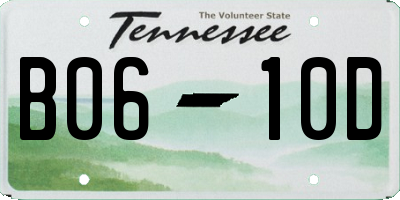 TN license plate B0610D