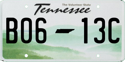 TN license plate B0613C
