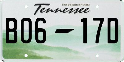 TN license plate B0617D