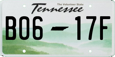 TN license plate B0617F