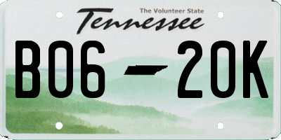 TN license plate B0620K