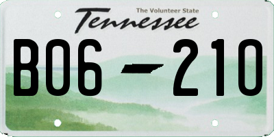 TN license plate B0621O