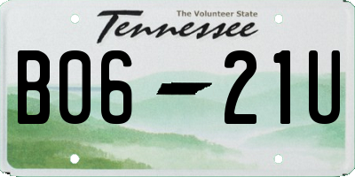 TN license plate B0621U