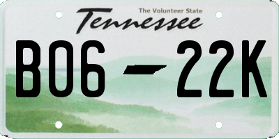 TN license plate B0622K
