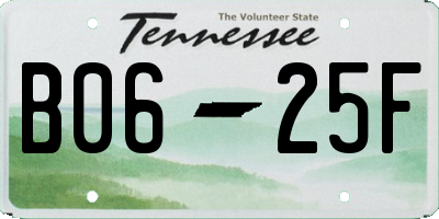 TN license plate B0625F