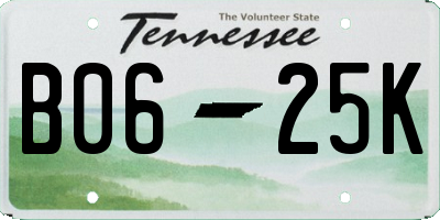 TN license plate B0625K