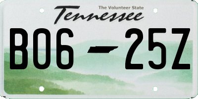 TN license plate B0625Z