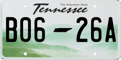 TN license plate B0626A