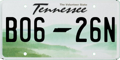 TN license plate B0626N