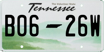 TN license plate B0626W