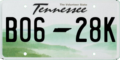 TN license plate B0628K
