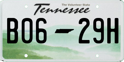 TN license plate B0629H