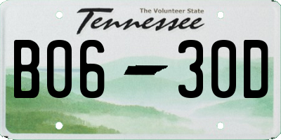 TN license plate B0630D