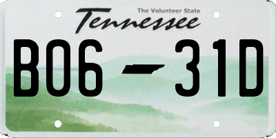 TN license plate B0631D