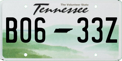 TN license plate B0633Z