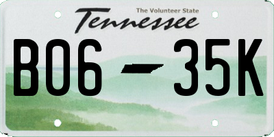 TN license plate B0635K