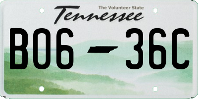 TN license plate B0636C