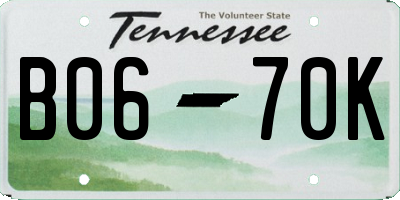 TN license plate B0670K