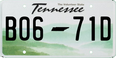 TN license plate B0671D