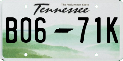TN license plate B0671K