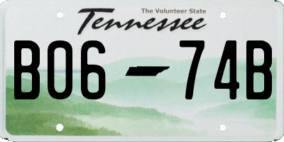 TN license plate B0674B