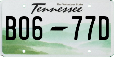 TN license plate B0677D