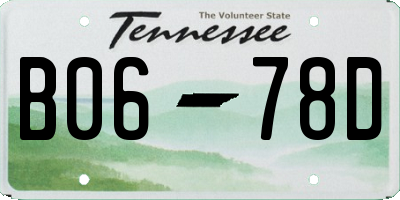 TN license plate B0678D