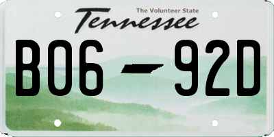 TN license plate B0692D