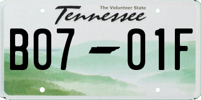 TN license plate B0701F