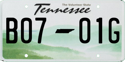 TN license plate B0701G