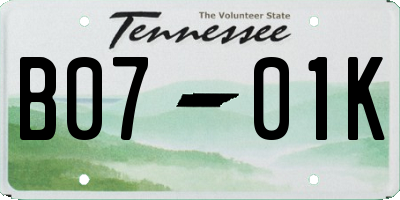 TN license plate B0701K