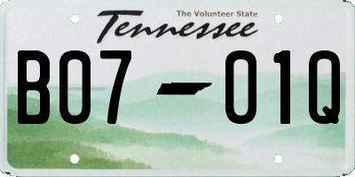 TN license plate B0701Q