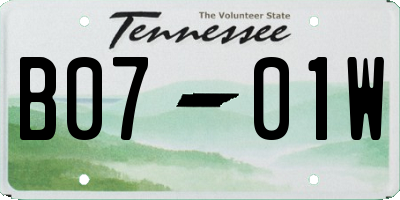 TN license plate B0701W