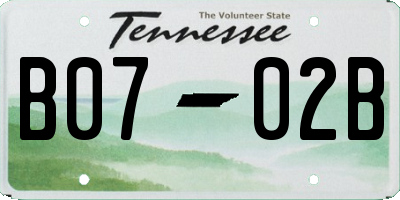TN license plate B0702B