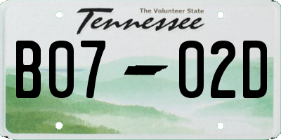 TN license plate B0702D