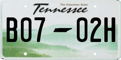 TN license plate B0702H