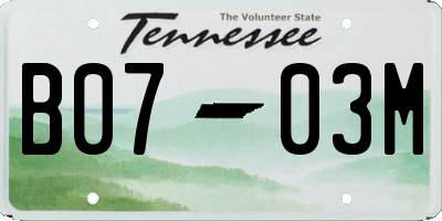 TN license plate B0703M