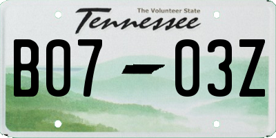 TN license plate B0703Z