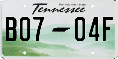 TN license plate B0704F