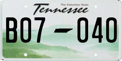 TN license plate B0704O