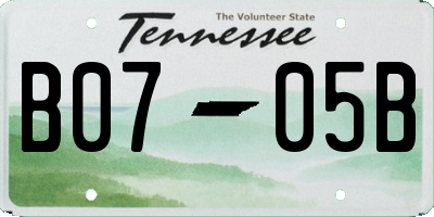 TN license plate B0705B
