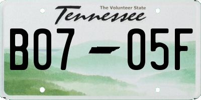 TN license plate B0705F