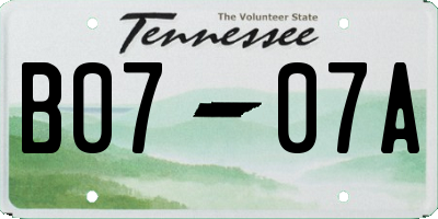 TN license plate B0707A